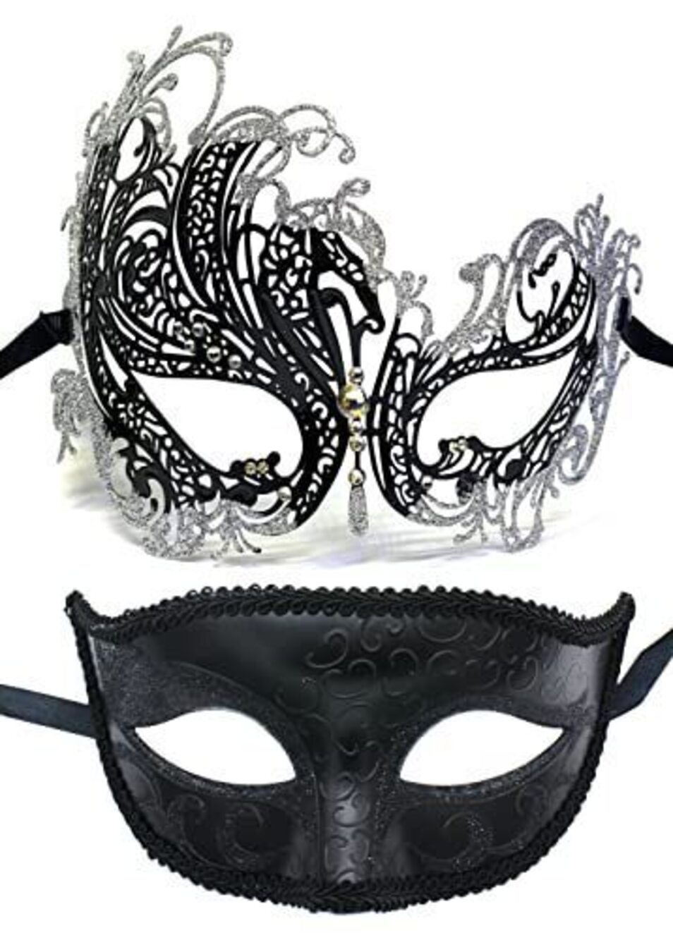 4589 2 Pack Couple's Masquerade Mask Set Venetian of Realistic Silicone